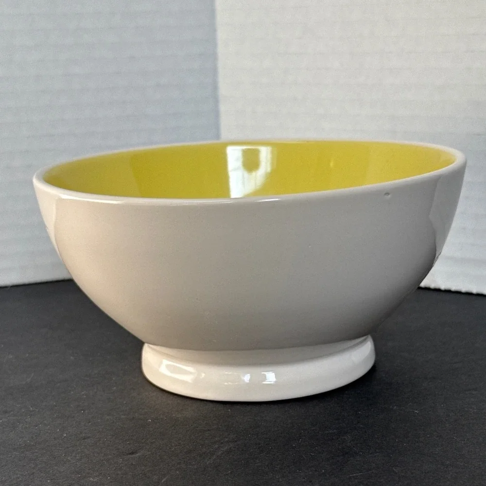 Rae Dunn Eggcellent Ceramic Bowl Yellow Interior Artisan Collection Magenta